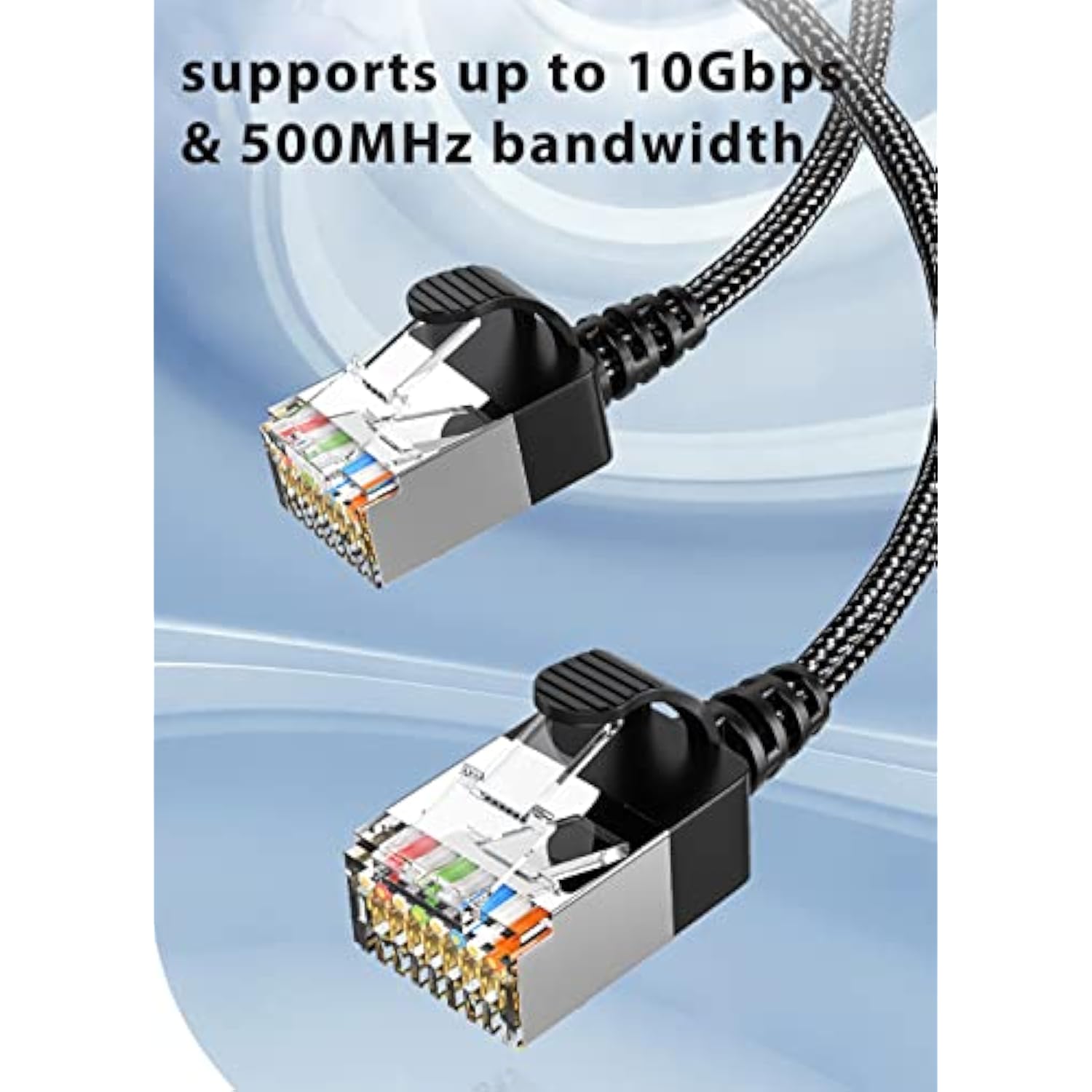 2Pack Cat6A Ethernet Cable Slim 3Ft, Thin Cat6 Ethernet Patch Cable 90 Degree