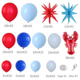Crawfish Balloon Garland Arch Kit 143Pcs Red Blue White Balloons With Crawfish Lobster Foil Balloons For Crawfish Boil Birthday Seafood Party Mardi Gras Summer Festival Decorations (Red Blue)