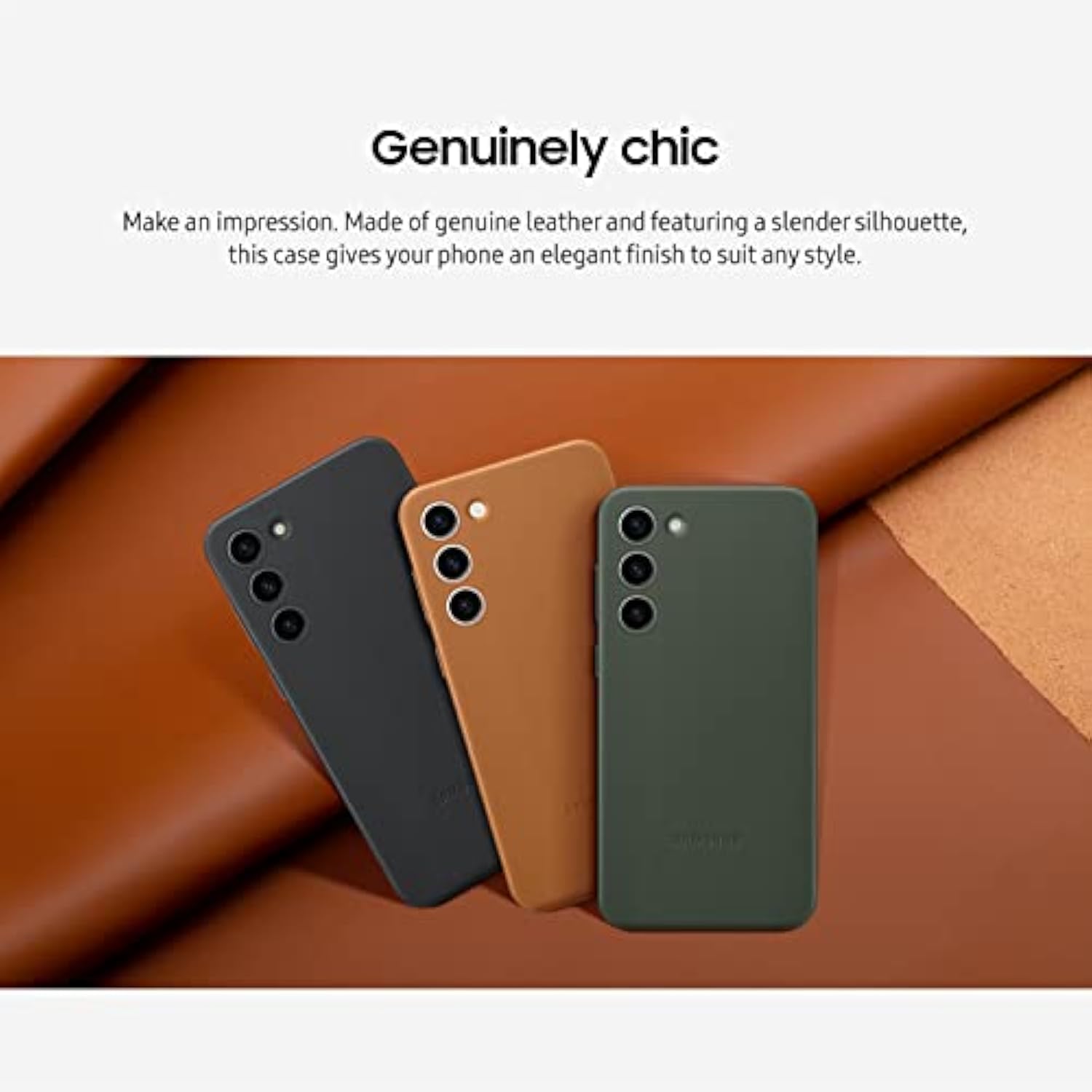 SAMSUNG Galaxy S23 Leather Phone Case, Premium Protective Cover w/Front and Back Protection, Soft Grip, US Version, EF-VS911LBEGUS, Black