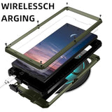 Compatible For Samsung Galaxy S22 Ultra Metal Case,Heavy Duty Dust Proof Military Grade Rugged Case With Sliding Camera Cover And Built-In Foldable Kickstand With Full-Body Bumper Cover (Green)