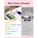 Portable Charger Built-In Cables And Ac Wall Plug, Slim Fast Charging Power Bank 10000Mah, Lightweight Usb C External Battery Pack Compact Travel Cell Phone Charger