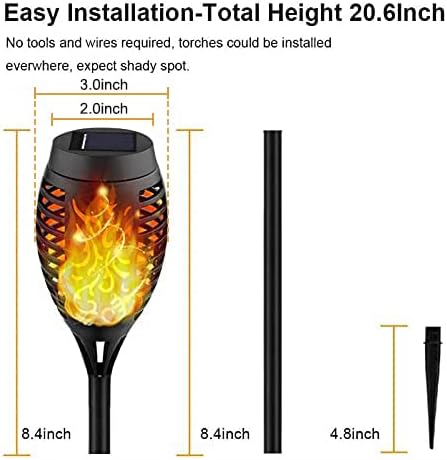 8 Pack Solar Torch Lights Flickering Flame Waterproof Outdoor Garden Yard Decor Lights