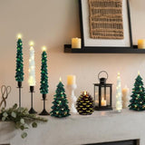 Christmas Tree Flameless Candles With Remote,4 Pcs Green Real Wax Led Flickering Candles Battery Operate With Embedded Star String For Home Decoration Christmas Gifts(D0.86 Xh9.6)