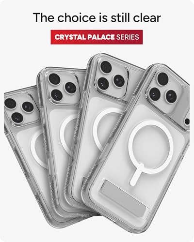 ZAGG Crystal Palace Case with Kickstand for iPhone 17 Pro Max - Clear, Drop Protection (13ft/4m), MagSafe Charging Compatible, ClearGuard