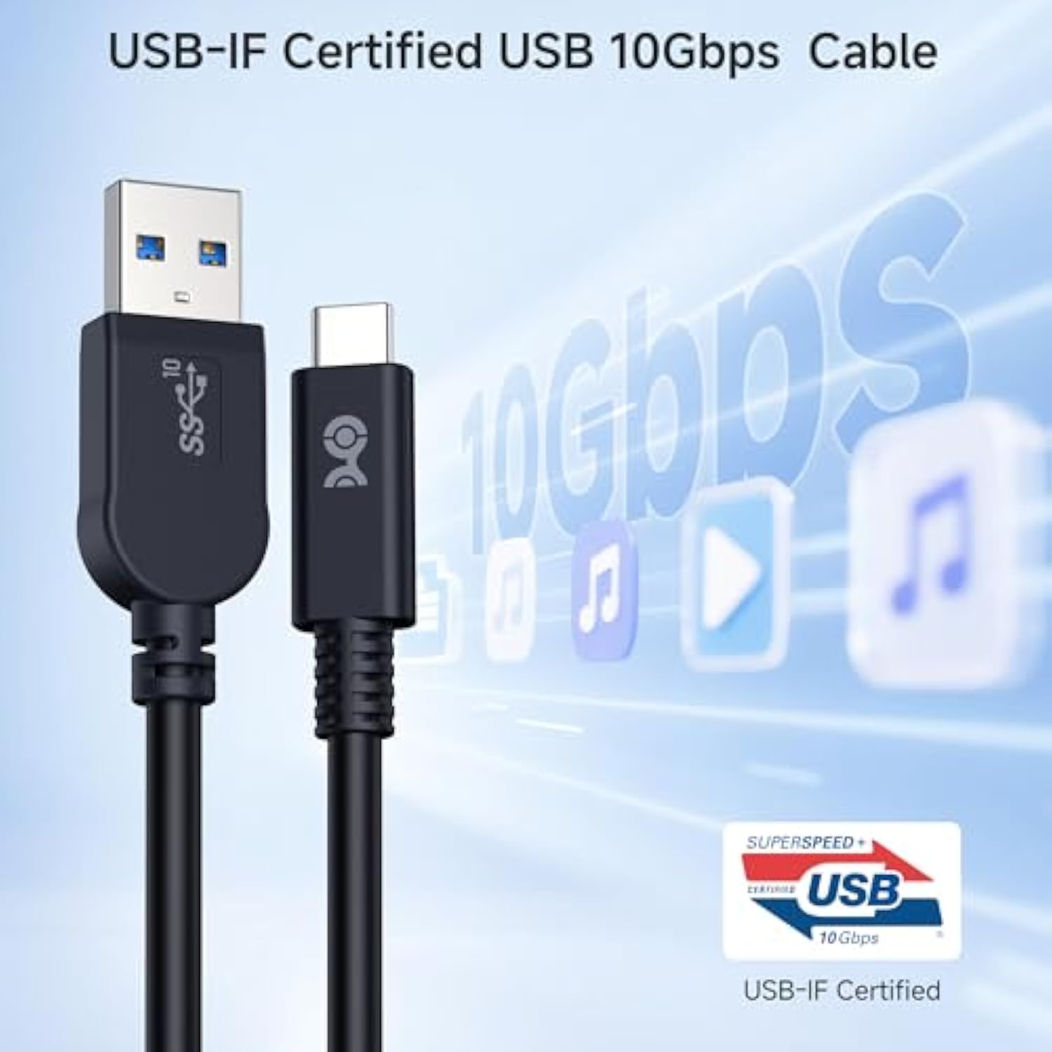 Cable Matters [USB-IF Certified] 10Gbps Gen 2 USB A to USB C Cable - 3.3 ft, USBC to USBA Cable, Black, Compatible with iPhone 16/15 Pro Max/Plus