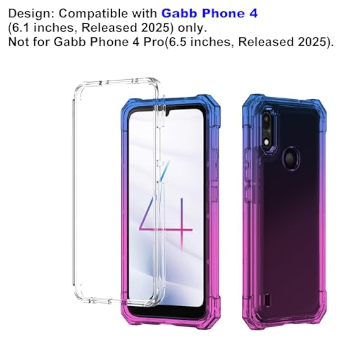 For Gabb Phone 4 Case, Gabb Phone 4 Phone Case With Screen Protector, Shockproof Corners Tpu Bumper, Dual Layer Silicone Military Grade Protective Cell Phone Cover-Blue Pink