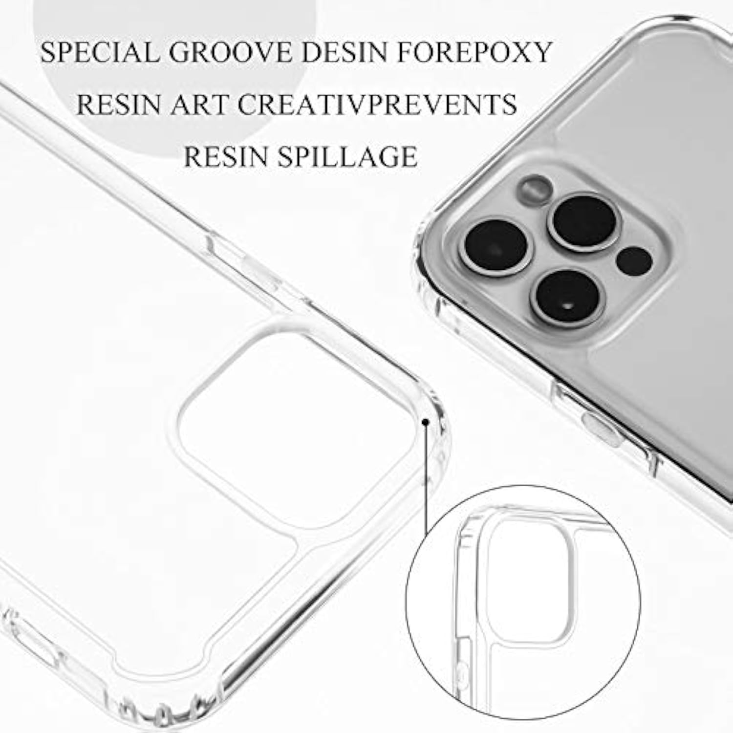 4 Pieces Clear Diy Phone Case Compatible With Iphone 12/12 Pro 6. 1 Inch Transparent Epoxy Resin Anti-Slip Mobile Phone Junk Cases Including 2 Hard Shells And 2 Soft Shells