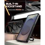 Neon Magpro Case For Samsung Galaxy S25 Ultra 5G, [Magnetic Ring Kickstand] Double Layer Rugged Slim Shockproof Protective Case, Black/Orange