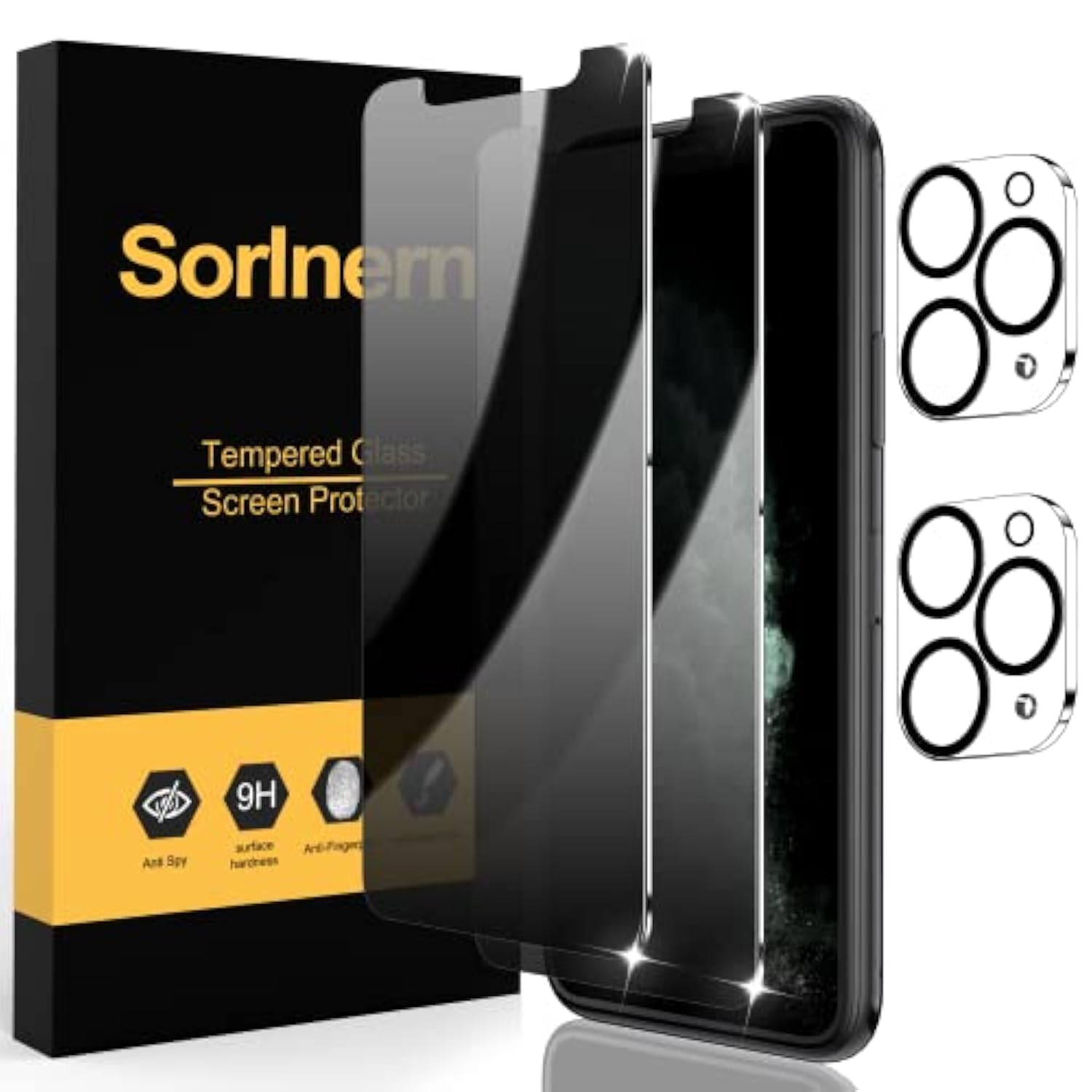 2+2 Pack For Privacy Screen Protector For Iphone 11 Pro 5.8 Inch + Camera Lens Protector For Iphone 11 Pro, Anti Spy Private Tempered Glass Film, Case Friendly