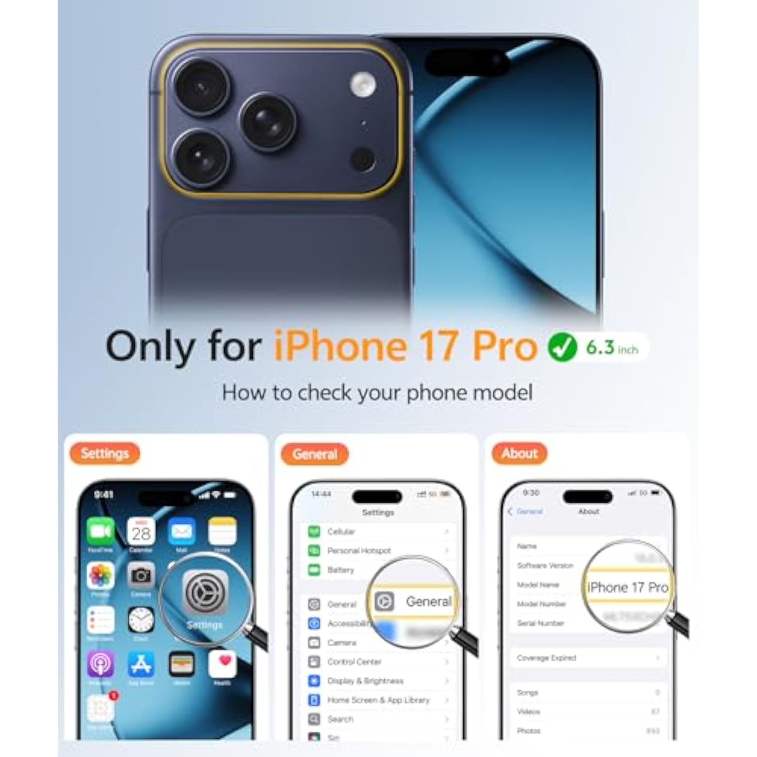 Magsafe Compatible iPhone 17 Pro Case with Blue Screen Protector