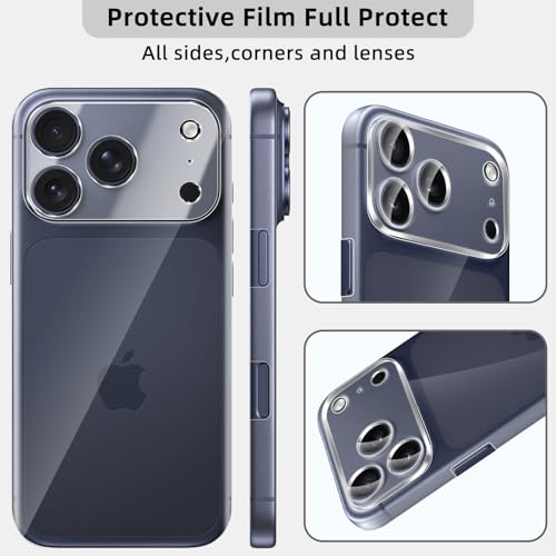 [2+2 Pack Flexible Back Screen Protector + Tempered Glass Camera Lens Protector for iPhone 17 Pro, HD Clear Anti Scratch Self-Healing Not Glass Full