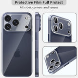 [2+2 Pack Flexible Back Screen Protector + Tempered Glass Camera Lens Protector for iPhone 17 Pro, HD Clear Anti Scratch Self-Healing Not Glass Full