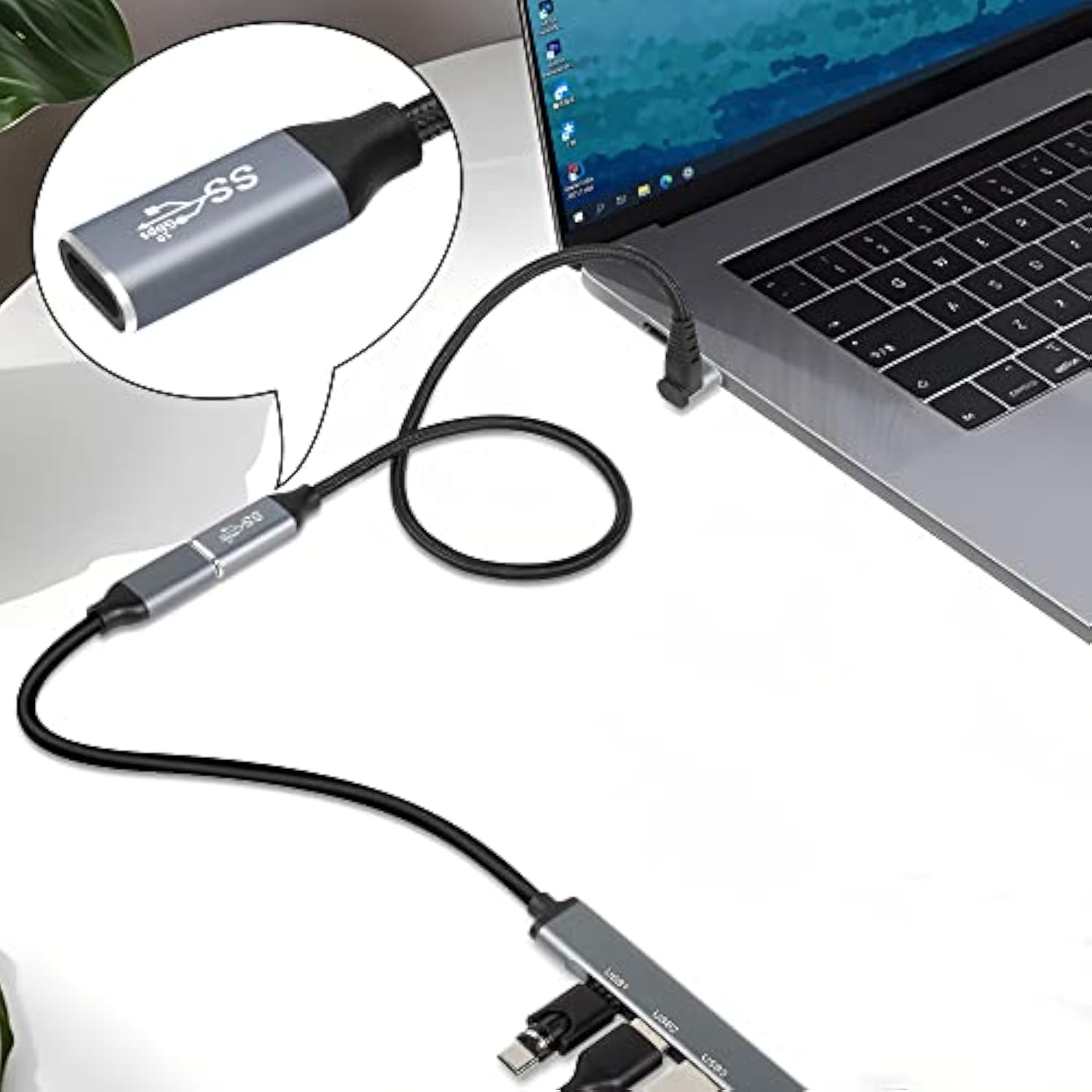 1M Right Angle Usb C Extension Cable,90 Degree 10Gbps Pd 100W Usb3.1 Gen2 Male