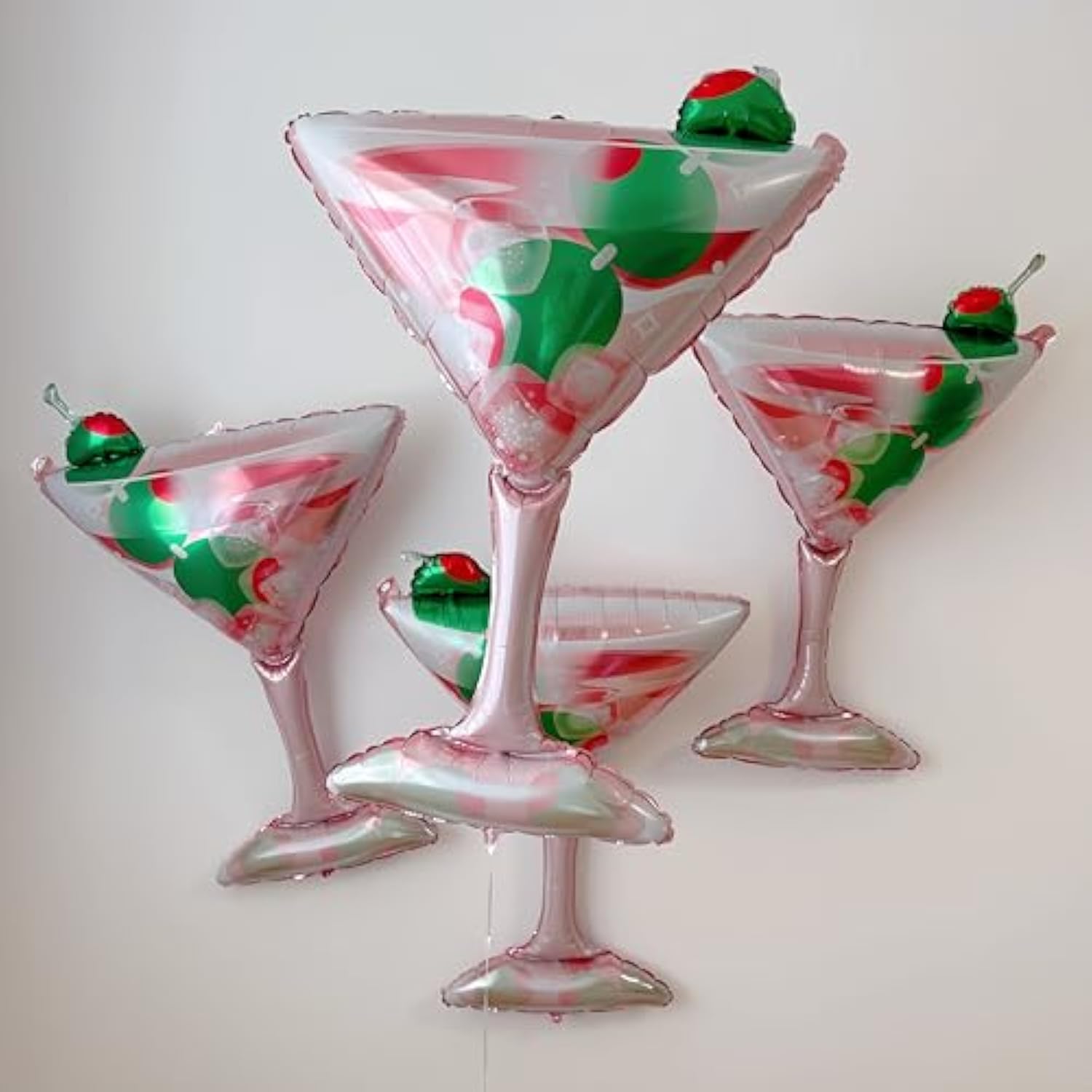 8pcs 43" Martini Balloons — Pink/Green Foil Decor for Trendy Cocktail Parties