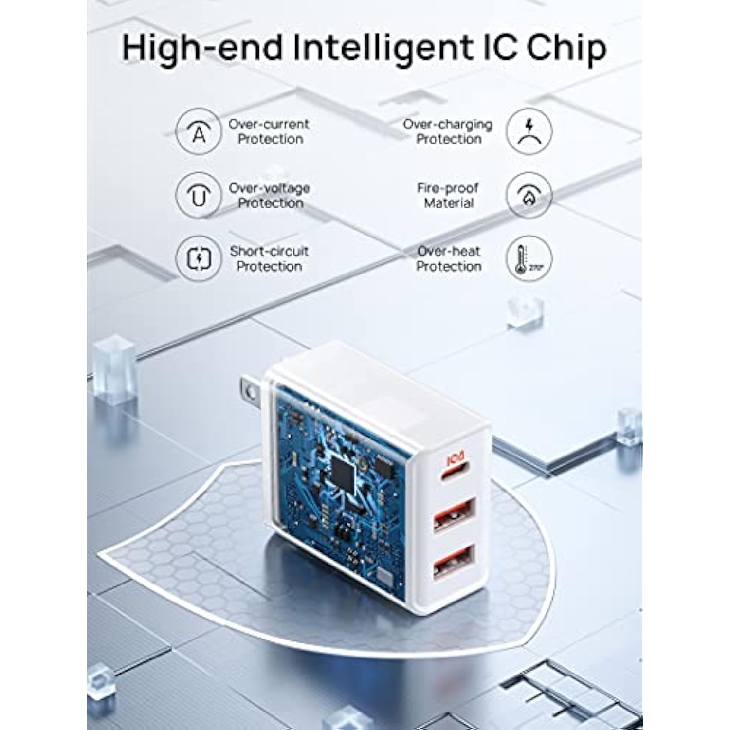 Usb C Wall Charger 32W Fast Charging, For Iphone Charger Block [3-Port 20W+12W] With 20W Usb C Port & Dual 12W Usb A For Iphone 17 Pro Max/16/15/14/13/12/11/X/8