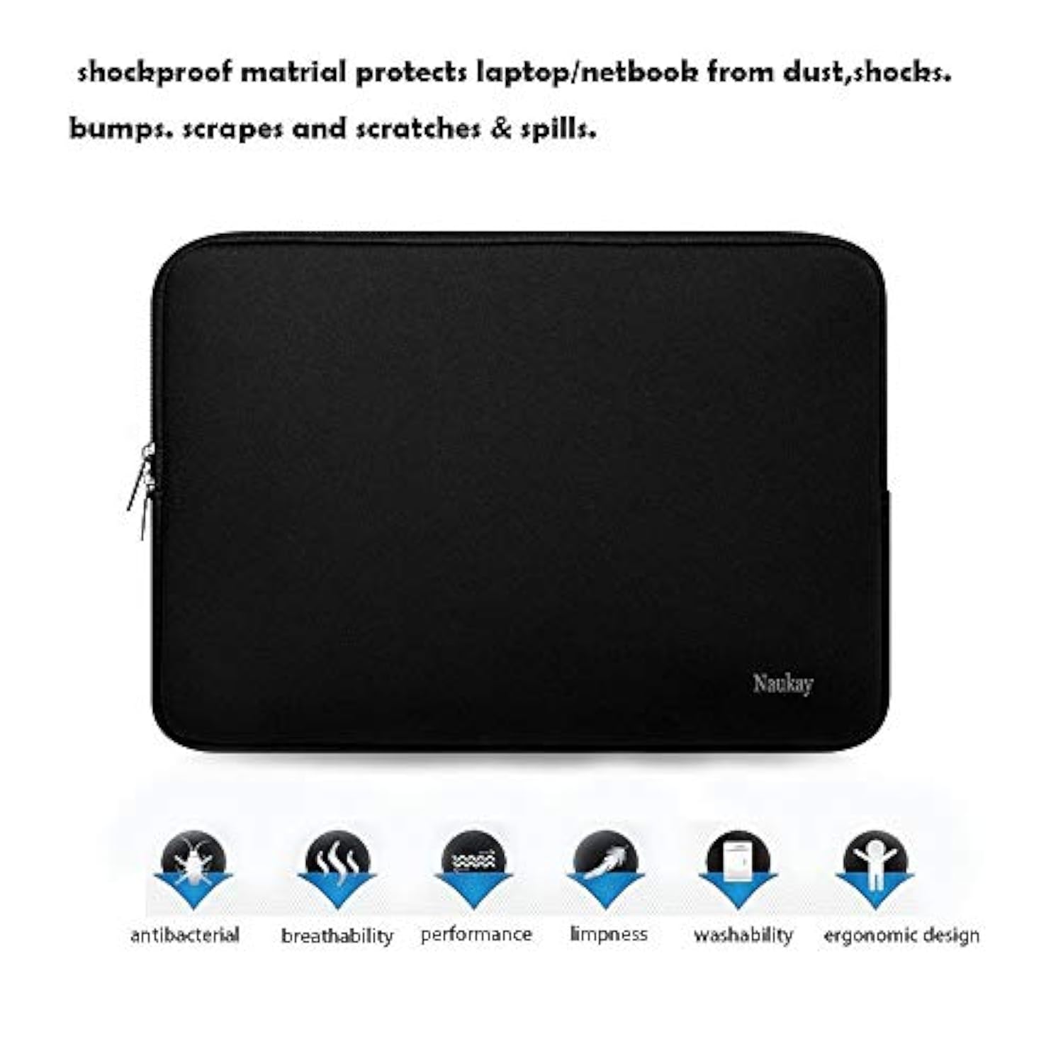 Laptop Sleeve Case, 15.6 Inch,Resistant Neoprene Notebook Computer Pocket Case/Tablet Briefcase Carrying Bag Compatible Asus/Dell/Fujitsu/Hp//Toshiba/Acer- (Black)
