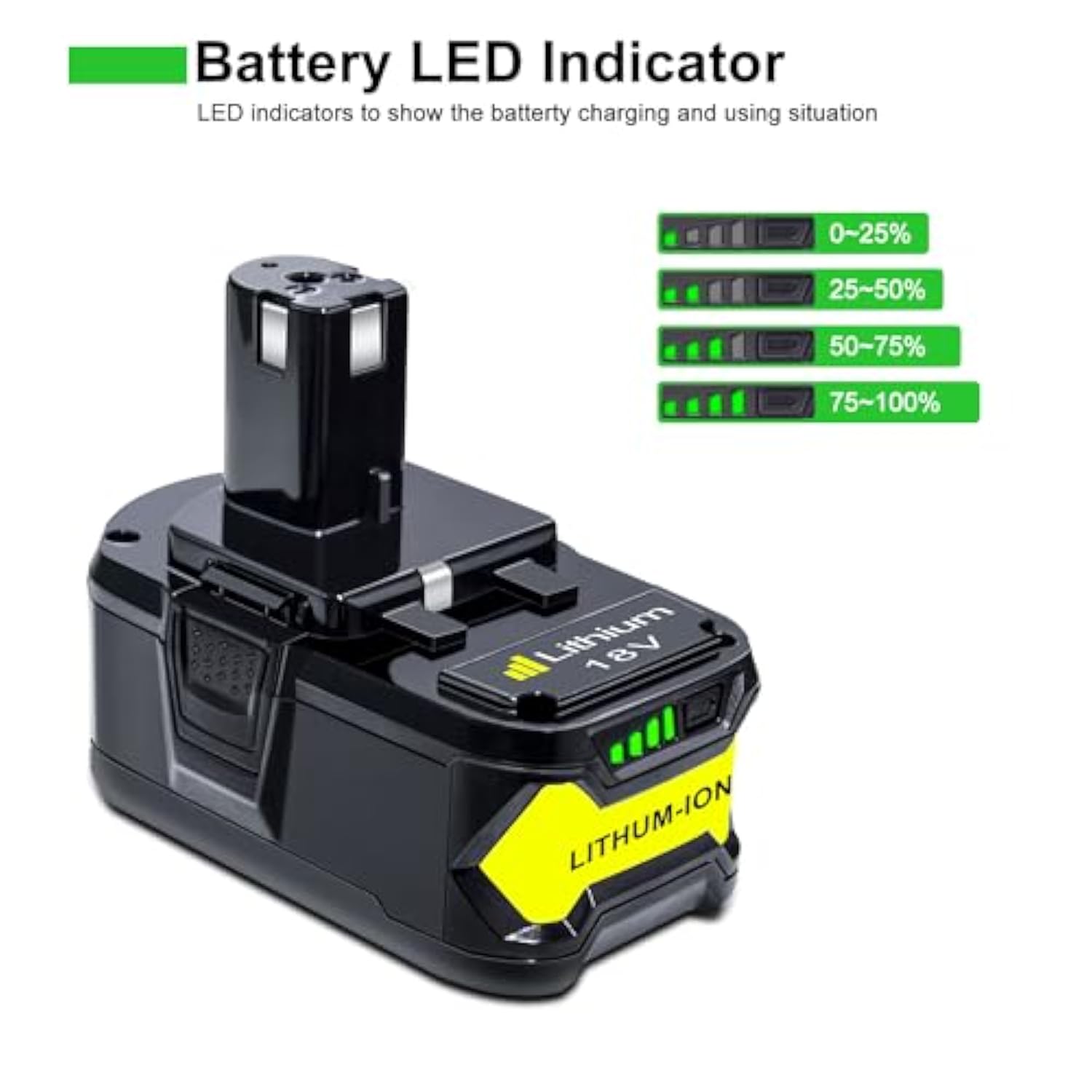 6.0Ah Battery Replacement For Ryobi 18V Battery One+ P108 P102 P103 P104 P105 P107 Compatible With Ryobi 18V Cordless Powertools