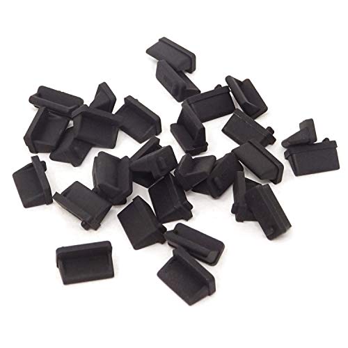 30Pcs Black Rubber Usb Port Cover Anti Dust Protector