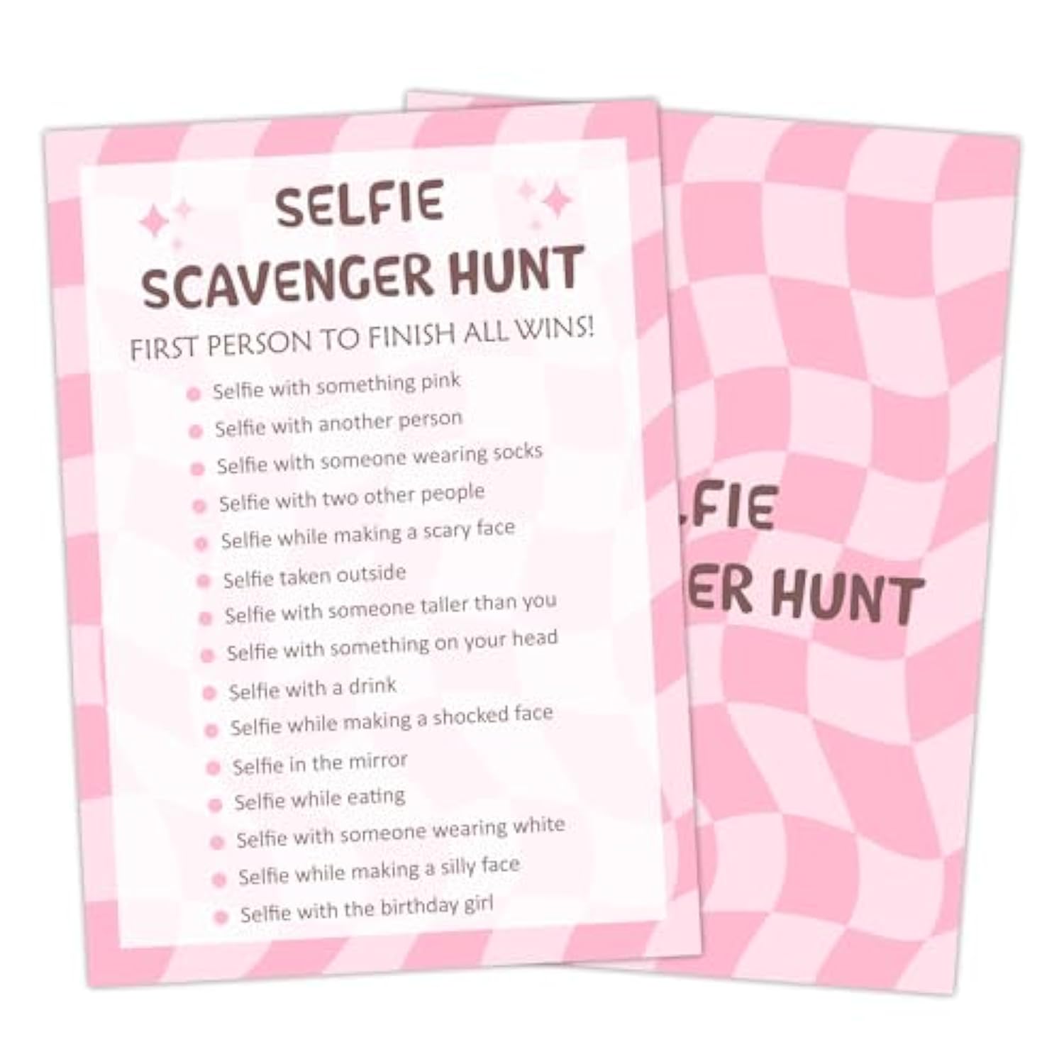 Birthday Party Games Card - Selfie Scavenger Hunt, Bday Party Games For Teen Girl Adult, Set Of 20 Pcs Game Cards, Birthday Party Favor Activity Sleepover Party Decor Supplies - Fs270