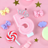 Pink Birthday Candle Crown Number 5 Candles Cake Candle,Pink Birthday Cake Topper Cupcake Decorations Party Decor For Girls And Women Anniversary Celebrations Supplies Favors