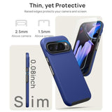 Google Pixel 9 Pro XL Case, Double Layer Drop Protection with 2X Screen Protector, Shockproof Silicone Inner Case & Rugged Outer Cover Phone Case for Google Pixel 9 Pro XL 2024, Blue
