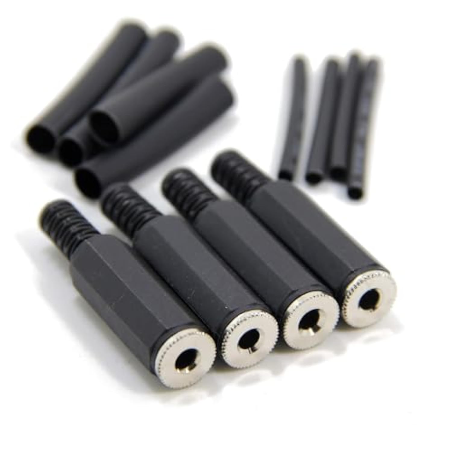 Replacement 10-Pack Stereo Female Jack 3 Pole Trs 1/8" 3.5Mm Solder Type Diy Audio Cable Connector With Shrinkle Tube For Repair Headphone Earphone Headset