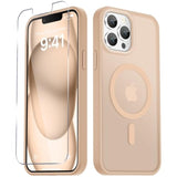 For Iphone 13 Pro Max Case, Matte Magnetic Phone Cover [With 1 Screen Protector] [Support For Magsafe] [Shockproof Military Grade Protection] Translucent Frosted Back, Coral Pink