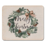 Christmas Mouse Pad, Vintage Merry Christmas Wreath Cute Office Supplies Mouse Pad, Winter Holiday Square Mouse Pads For Desk Computer Office Gaming Working, 9.5×7.9 In
