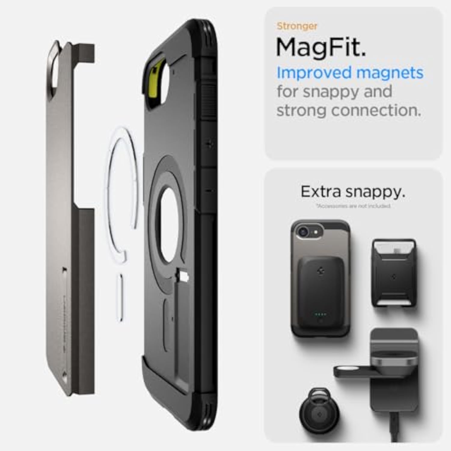 Spigen for iPhone 16e Case, Tough Armor (Ai) MagFit [Compatible with Magsafe Accessories] [Kickstand] [Military-Grade Protection] - Gunmetal