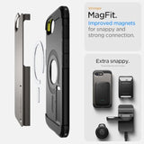Spigen for iPhone 16e Case, Tough Armor (Ai) MagFit [Compatible with Magsafe Accessories] [Kickstand] [Military-Grade Protection] - Gunmetal