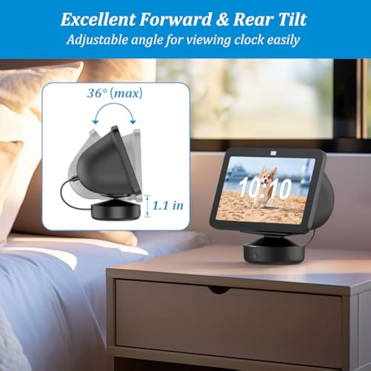 Battery Base For Show 8 (3Rd Gen) - 10000 Mah Portable Charger Stand, Tilt Function, Adjustable Charging Dock Station Compatible With Iphone Models & Sh?W 8 3Rd Generation (Black)