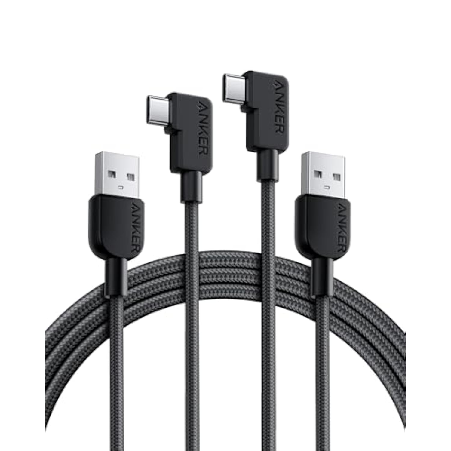 Anker USB C Cable Right Angle, 2-Pack 6 ft USB-A to 90 Degree USB-C Braided Ch