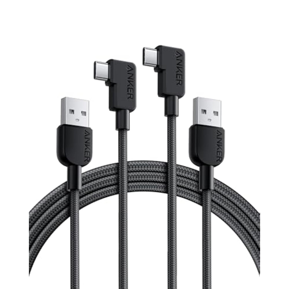 Anker USB C Cable Right Angle, 2-Pack 6 ft USB-A to 90 Degree USB-C Braided Ch