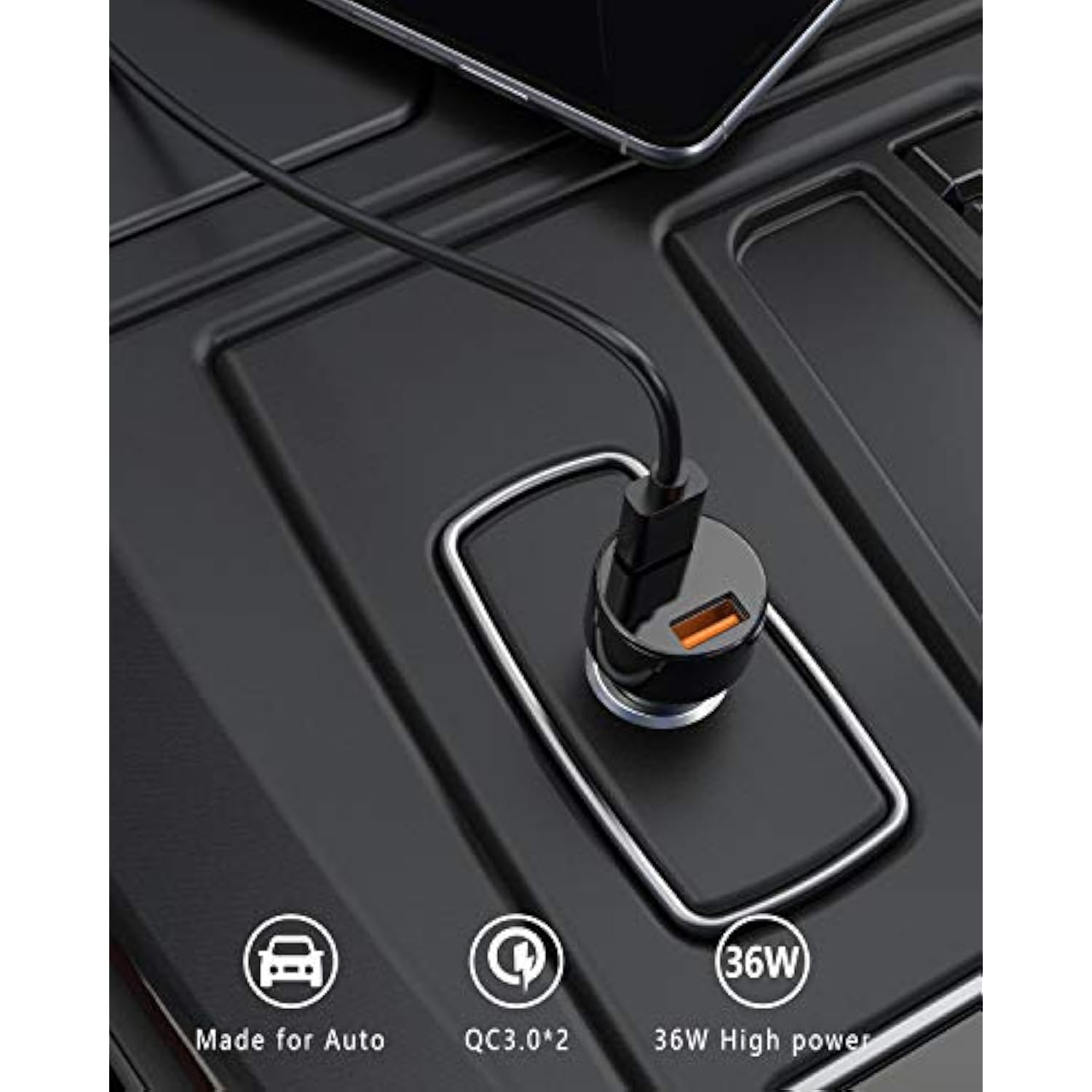 Car Charger, Mini 36W Dual Usb Qc 3.0 Ports Fast Car Charger Adapter Compatible With Samsung Note 9/Galaxy S10/S9/S8, Black