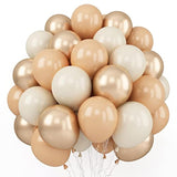 Beige Balloons,12 Inch 50Pcs Cream Balloons Nude Balloons Beige Sand White Balloons Sand Gold Balloons Metallic Gold Balloons With Ribbons For Birthday Baby Shower Wedding Party Decorations