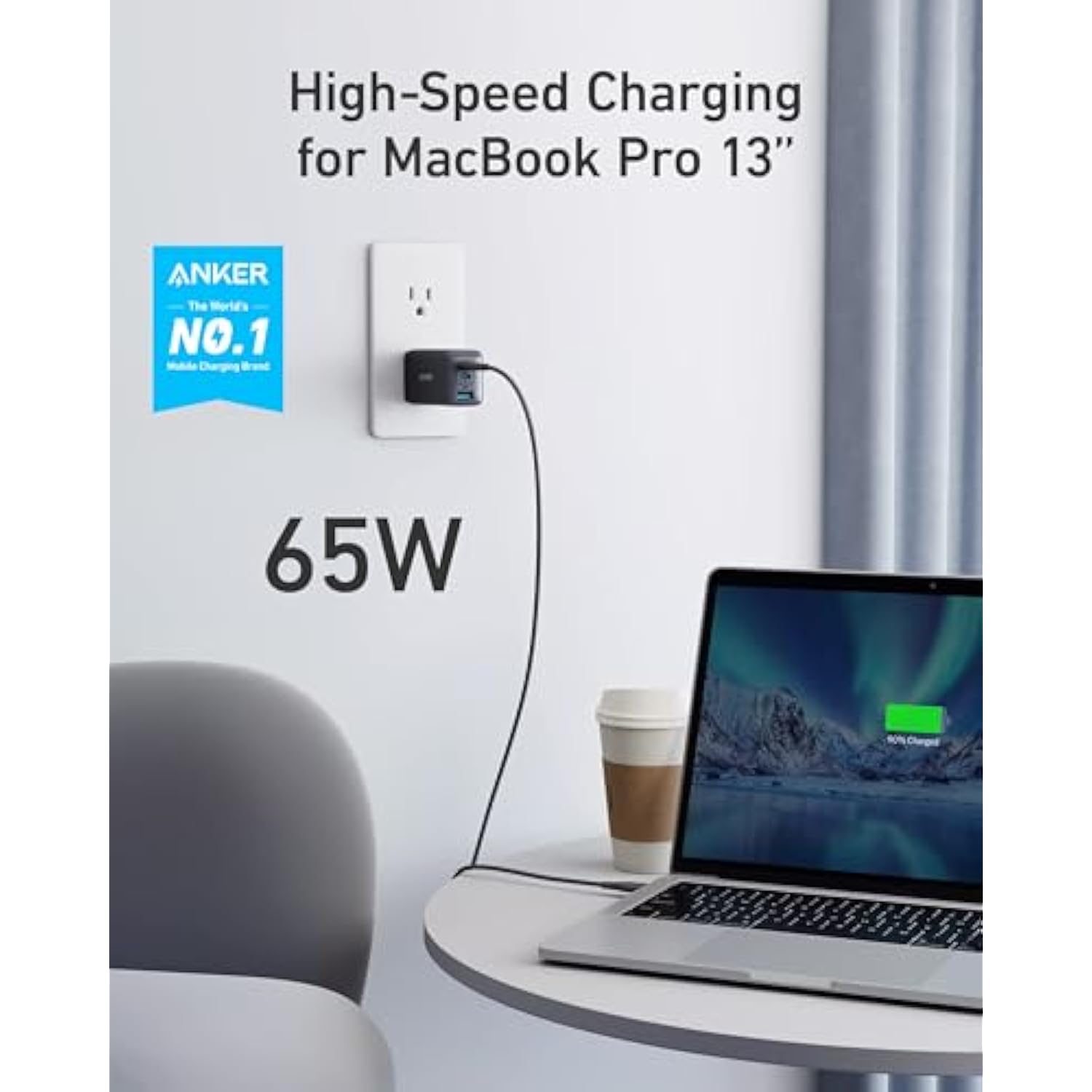 735 Charger (Nano II 65W) USB C, 3-Port Fast Foldable for MacBook & iPhone