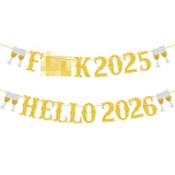 Happy New Year Banner Hello 2026 Party Decorations NYE Supplies