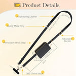 Phone Lanyard, Strap With Leather Wallet Pouch, Universal Crossbody Phone Lanyard Adjustable Neck Strap, Compatible With Most Smartphones, Black
