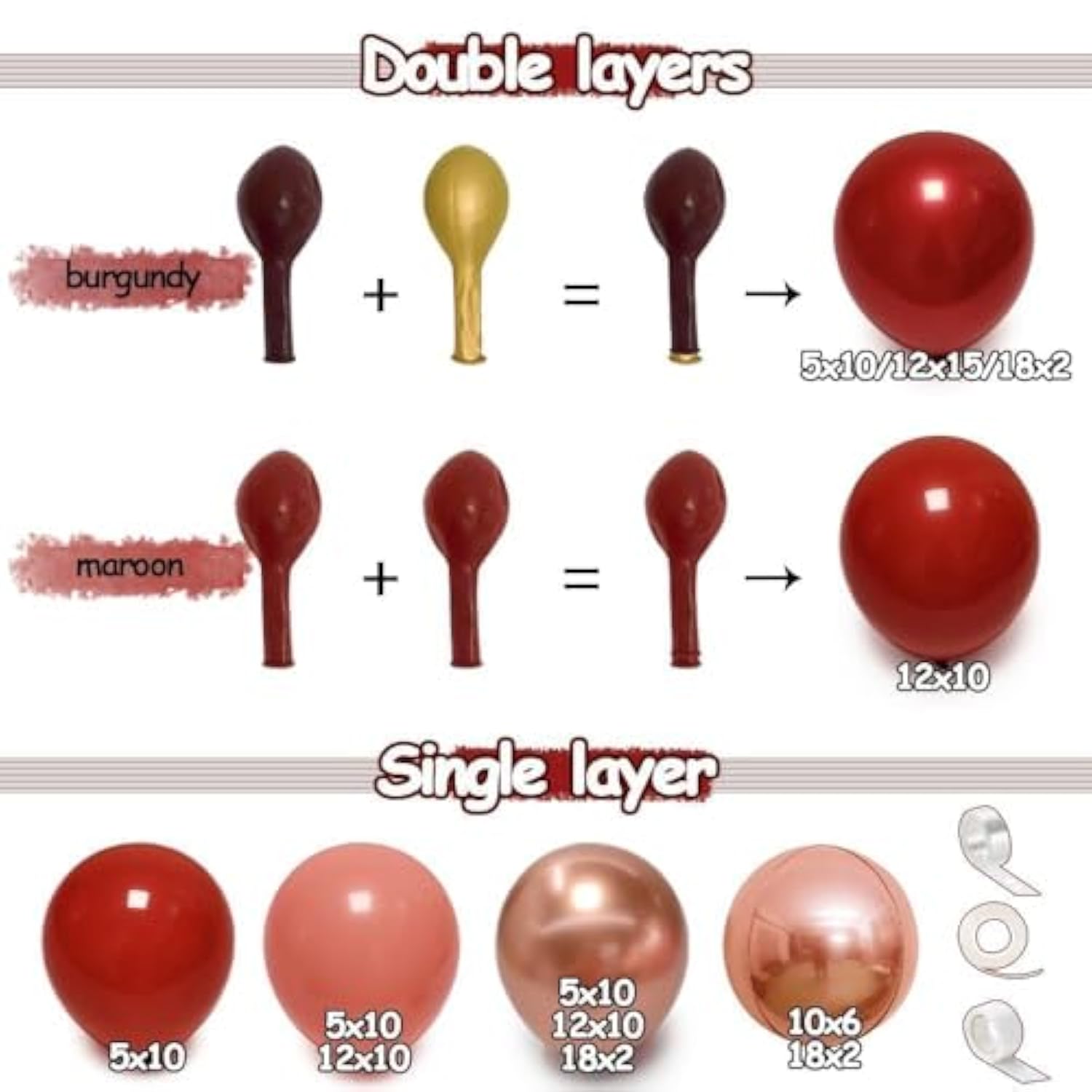 Red & Pink Balloon Garland Kit with Burgundy, Gold for Bridal Shower, Wedding, Birthday Party