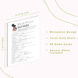 Black Mama Sayings Baby Shower Game Cards With Answer Key, 50 Pack, Fun Party Activity Sheets, 5X7 Inch