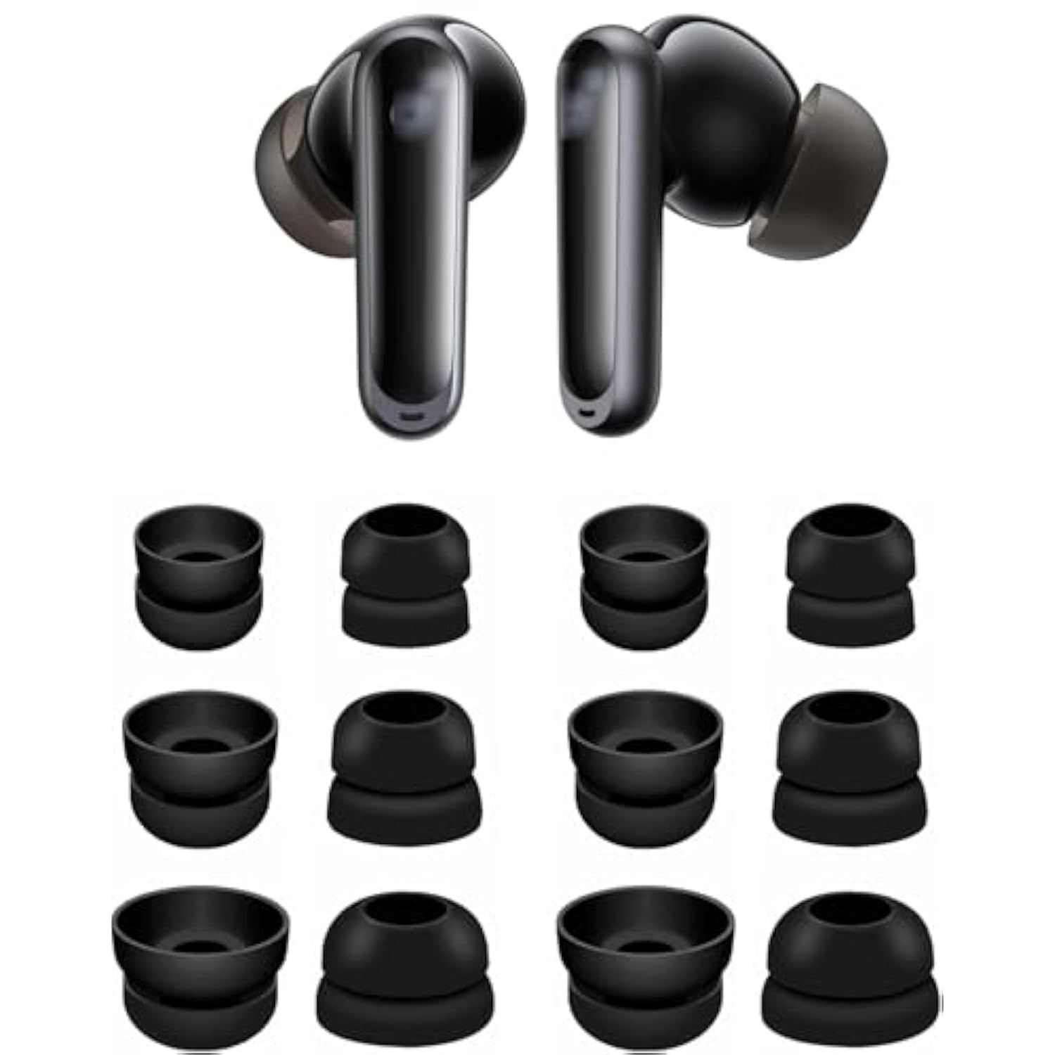 Double Flange Eartips Compatible With Soundcore P20I P30I P40I Earbuds, 6 Pairs S/M/L Sizes Soft Ear Tips Earbuds Tips, Compatible With Soundcore P20I P30I P40I 6 Pairs Black