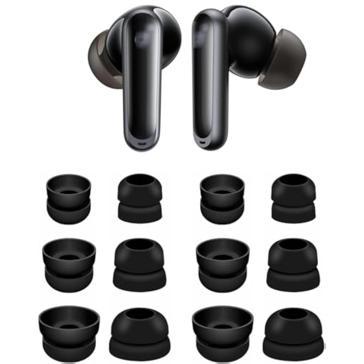Double Flange Eartips Compatible With Soundcore P20I P30I P40I Earbuds, 6 Pairs S/M/L Sizes Soft Ear Tips Earbuds Tips, Compatible With Soundcore P20I P30I P40I 6 Pairs Black