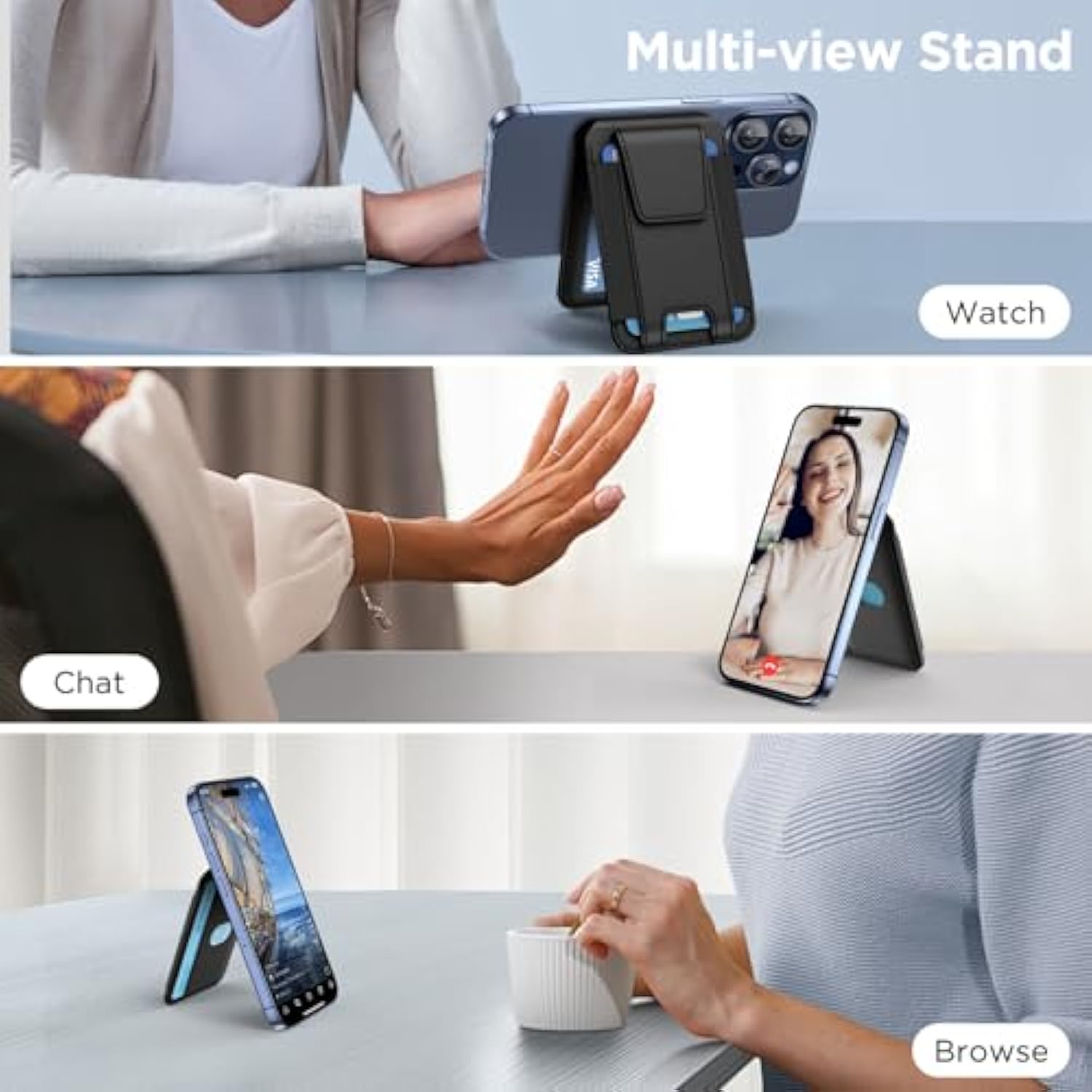 For Magsafe Wallet, Magnetic Card Wallet Holder, Compatible With Magsafe Wallet, 3-Card Holder, For Iphone 15/14/13/12 Series,Black