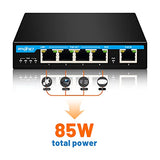Px204 4 Port Gigabit Poe Powered Switch Extender, Ieee802.3Af/At/Bt Poe Passthrough Switch, 1 Port 90W Poe++ In, 4 Port Poe+ 30W Out Poe Repeater For Camera,Voip
