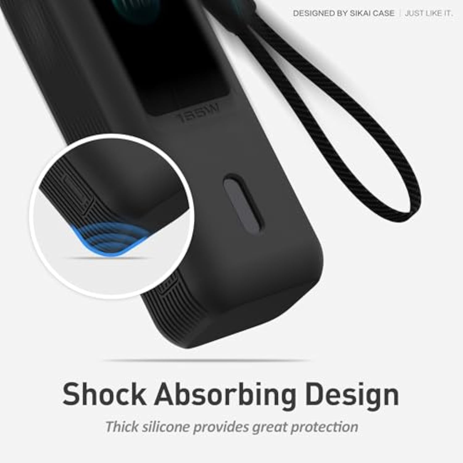 Silicone Case For Anker Laptop Power Bank (25,000Mah 165W) 1/4" Nut Hole,Sd/Sim Card Storage, Display Protection&Dustproof, Travel Protective Cover Compatible With Anker Power Bank 165W (Black)