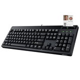 Easytouch 130Sb Wired Mechanical Keyboard With Red Switches, Built-In Smart Card Reader, Copilot Ai Hotkey, 2X Large Print Keycaps, 104 Key Full Size For Windows Pc