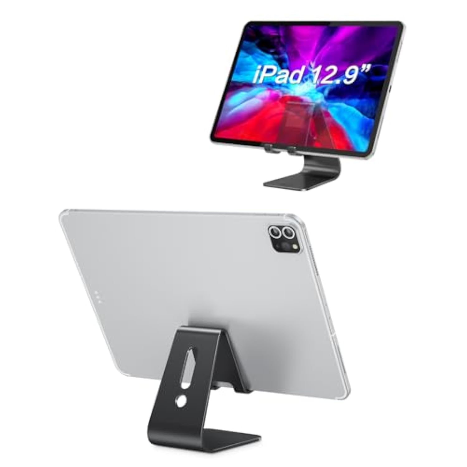 Omoton Upgraded Aluminum Cell Phone Stand, C1 Durable Cellphone Dock With Protective Pads, Smart Stand Designed For 14 Plus, 14/13/12/11 Pro Max Xr Xs, Ipad Mini, Android Phones?Black