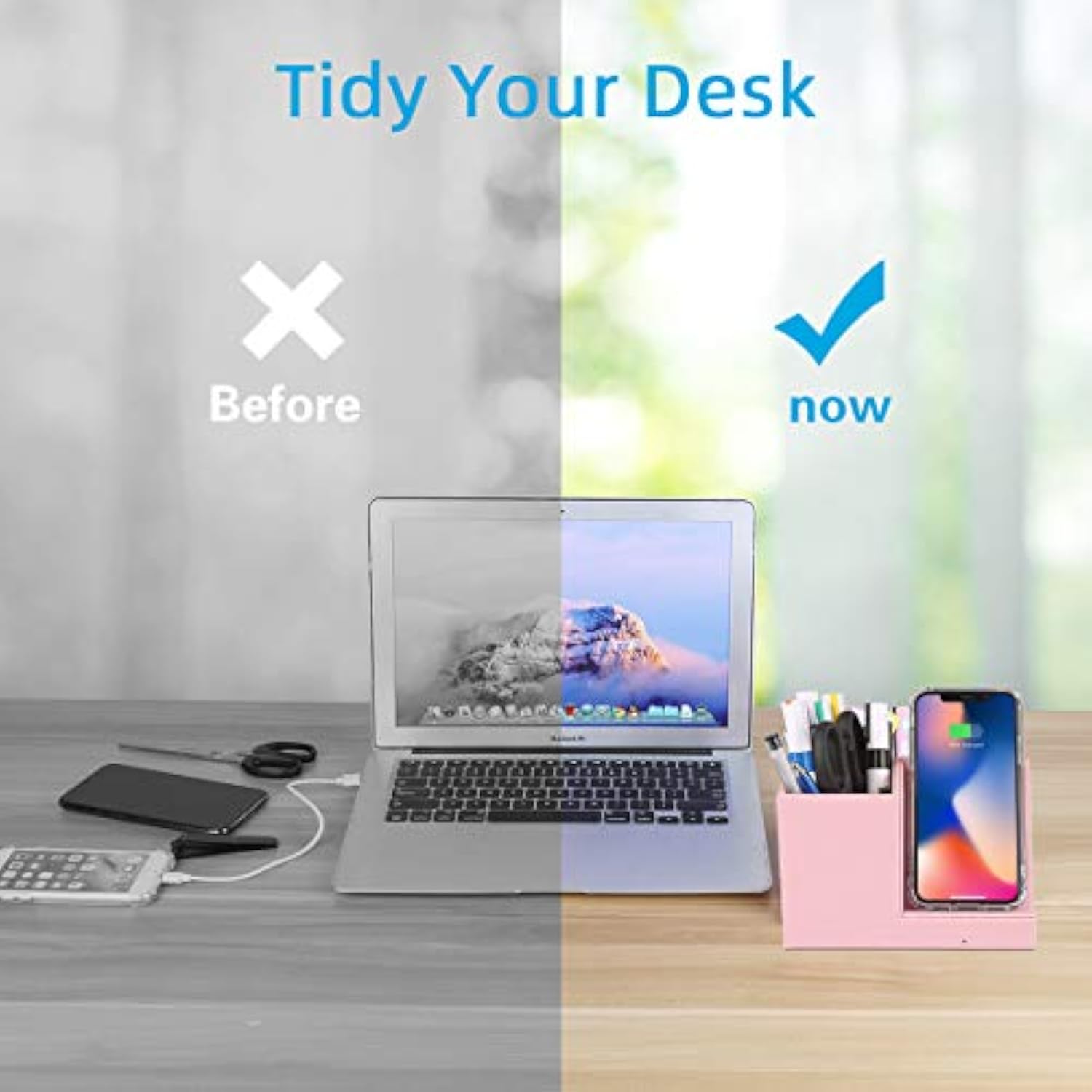 2025 New Wireless Charger,15W Pink Fast Charger,Dual Coil,Qi Certified Charging Dock,Desk Stand And Pen Holder Storage Compatible With Iphone 16/15/14 Max/Xr/Xs, S24/S23 Series And More(No Ac Adapter