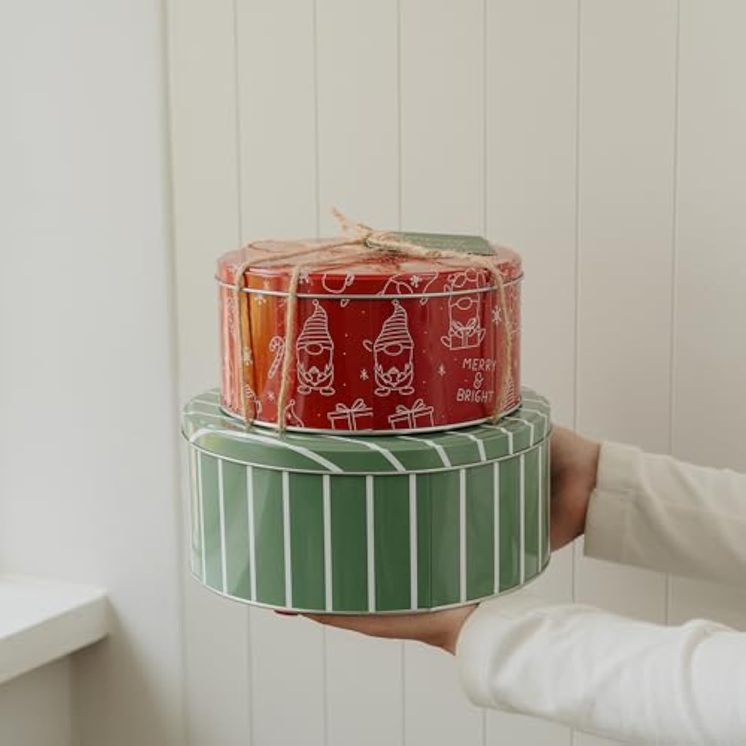 Beautiful Christmas Cookie Tins Set Of 3 - Cute Containers Are Perfect To Share Delicious Homemade Cookies, Candy Or Cupcakes With Friends & Family - Sturdy Boxes With Lids For Holiday Gift Giving