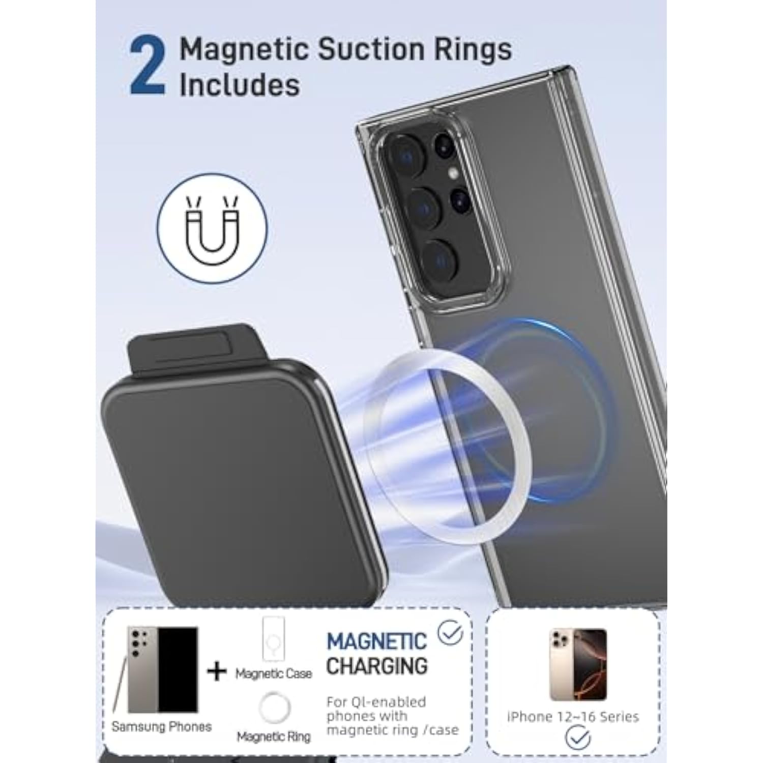 Travel Charger For Samsung Multi Devices, 3 In 1 Charging Station For Samsung Galaxy S25 Ultra/S24 Ultra, Magnetic Foldable Charger For Travel, Wireless Charging Pad For Galaxy Watch 7/Ultra